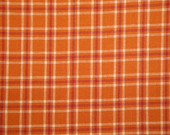 Orange Plaid Woven Cotton Homespun Fabric | Halloween Fall Sewing Rag Quilt Fabric | Rustic Country Farmhouse Fabric FAT QUARTER 18 x 22