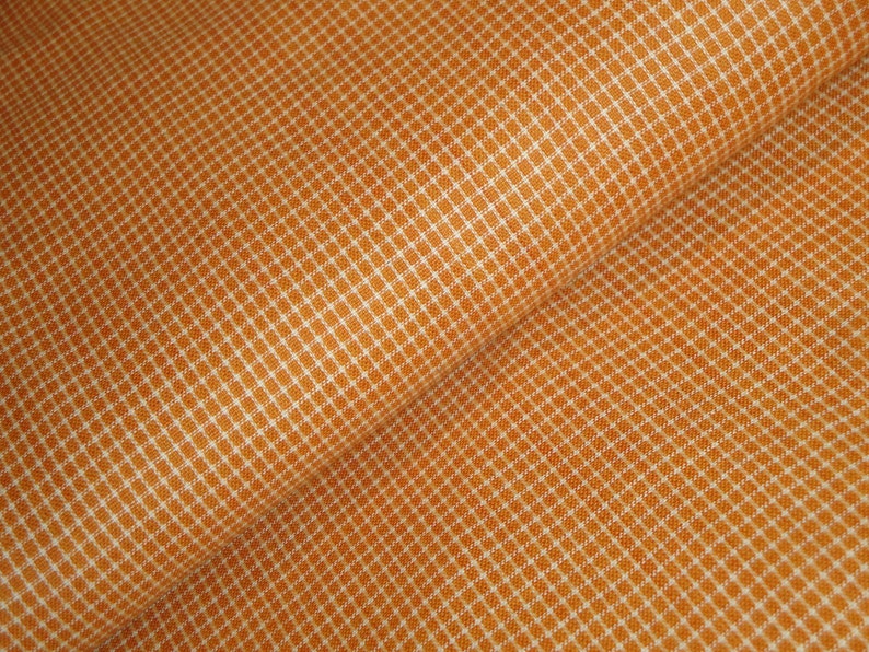 Rustic Woven Orange Homespun Material Window Pane Plaid Material Cotton Rag Quilt Material Primitive Homespun Material Fall Material image 4