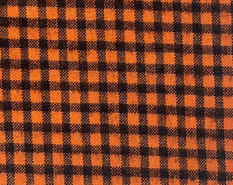 Green River Lodge Check 1/4 Orange And Black Brushed Cotton Flannel Fabric | Farmhouse Country Cottage Cabin Home Decor Apparel FAT QUARTER