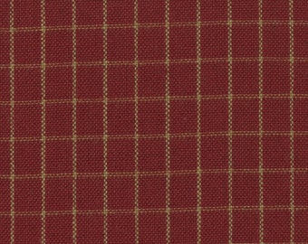 Dunroven House Red Tea Dye Woven Small Window Pane Plaid Homespun Fabric | Holiday Christmas Fabric | Sewing Apparel Home Decor Fabric