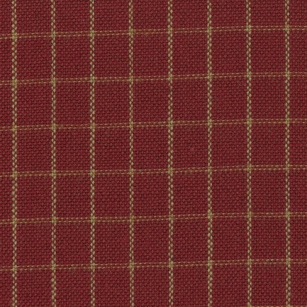 Dunroven House Red Tea Dye Woven Small Window Pane Plaid Homespun Fabric | Holiday Christmas Fabric | Sewing Apparel Home Decor Fabric