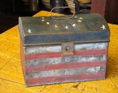 Handgemalte Americana Vintage Metallverpackung mit Griff