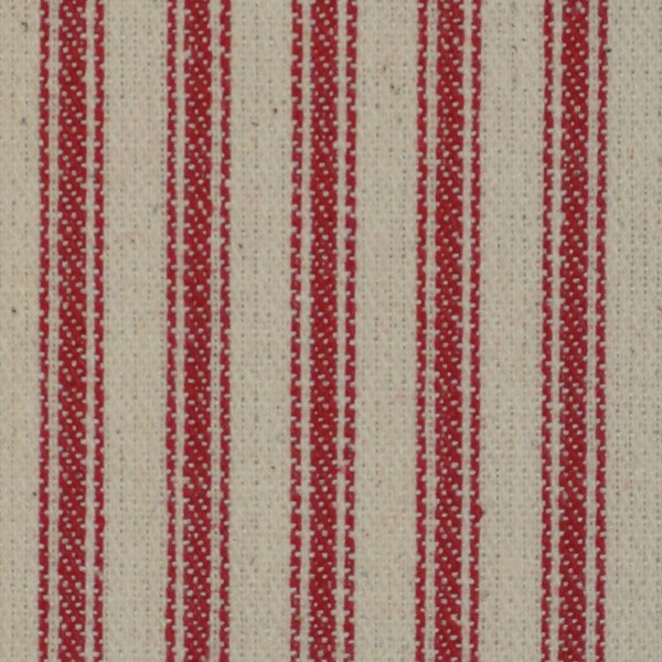 RESTANT 20 x 44 rode twill tikkende materiaal | Rood gestreept materiaal | Geweven katoen gestreept materiaal | Vintage geïnspireerde tikt