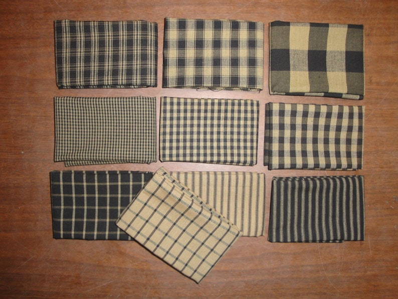 Black Tea Dye Woven Cotton Homespun Fabric Fat Quarter Bundle Etsy