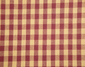 Diamond Textile Country Homespun Collection Wine Wheat 1/4th Inch Check Fabric | Curtain Home Decor Apparel Doll Making Quilt Cotton Fabric