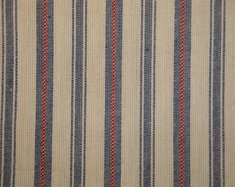 Americana Vintage Collection Red Blue Stripe Homespun Fabric | Apparel Quilt Craft | Farmhouse Rustic Country Cottage Home Decor DIY Fabric