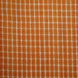 Rustic Woven Orange Homespun Material Window Pane Plaid Material Cotton Rag Quilt Material Primitive Homespun Material Fall Material image 1