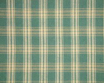 Green And Tea Dye Catawba Plaid Woven Cotton Homespun Fabric | Primitive Doll Making Quilt Rustic Cabin Country Home Decor Fabric