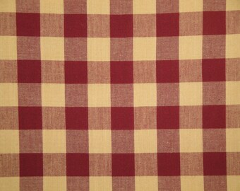Diamond Textile Country Homespun Collection Wine Wheat 3/4 Check Fabric | Curtain Home Decor Bedding Apparel Doll Making Quilt Cotton Fabric