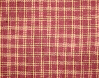 Diamond Textiles Country Homespun Collection Wine Wheat Plaid Cotton Homespun Fabric | Farmhouse Rustic Country Cottage Home Decor Fabric