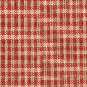 Red Small Natural Tan Check Fabric FAT QUARTER | Primitive Red Check Cotton Homespun Fabric | Rag Quilt Home Decor Apparel Sewing Fabric