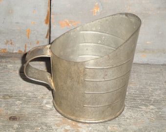 Old Antique Vintage Primitive Flour Sugar Baking Tin Dry Measure Scoop | Measuring Cup Farmhouse Rustic Country Cabin Cottage Kitchen Deocr
