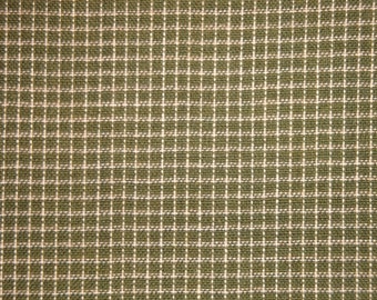 Dark Sage Green Mini Window Pane Cotton Primitive Homespun Material | Home Decor Quilt Curtain Apparel Doll Making Sewing Material