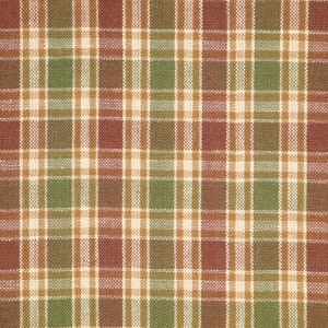 Dunroven House Sage Green Brown White Wheat Plaid Homespun Fabric | Sewing Crafting Quilt Doll Making Apparel Home Decor Primitive Fabric