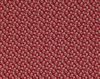 Remember When Civil War Reproduction Red Cotton Shirting Sewing Fabric With Flower Design | Old Antique Vintage Look REMNANT 37 x 44