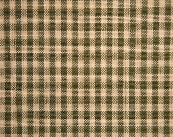 Dark Sage Green Check Cotton Primitive Homespun Material FAT QUARTER | Home Decor Quilt Curtain Apparel Doll Making Sewing Material