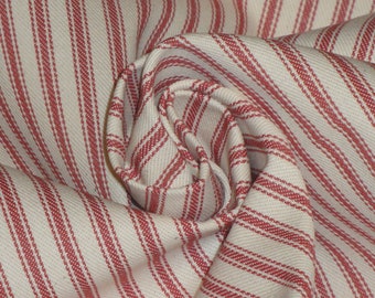 Red Ticking Fabric Red Stripe Homespun Fabric Cotton Twill Ticking Fabric  Ticking Fat Quarters Fat Quarter Bundle of 6 