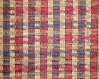 Dunroven House Americana Plaid Cotton Homespun Sewing Fabric | Blue Red Tea Dye Plaid Fabric | Quilt Crafting DIY Apparel Home Decor Fabric