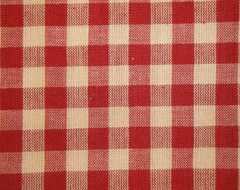 Check Fabric | Large Check Fabric | Homespun Fabric | Large Red Check Fabric | Farmhouse Fabric | Cotton Quilt Fabric | Primitive Fabric