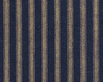 Dunroven House DARK Navy Blue Homespun Ticking Fabric | Primitive Stripe Fabric | Cotton Apparel Quilt Home Decor Ticking Fabric