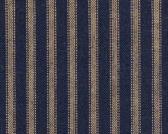 Dunroven House DARK Navy Blue Homespun Ticking Fabric | Primitive Stripe Fabric | Cotton Apparel Quilt Home Decor Ticking Fabric