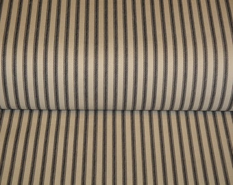 Black Stripe Cotton Duck Ticking Fabric * Primitive Vertical Black Striped  Fabric Sold By The Yard
