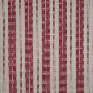 Dunroven House Homespun Ticking Red Stripe Fabric | Red And Cream Primitive Country Rustic Farmhouse Cabin Cotton Home Decor Sewing Fabric