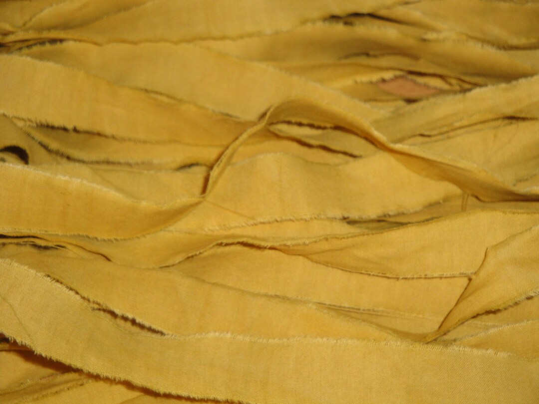Primitive Aged Mustard Muslin Strips Ripped Scrap Book Ribbon Hand Torn