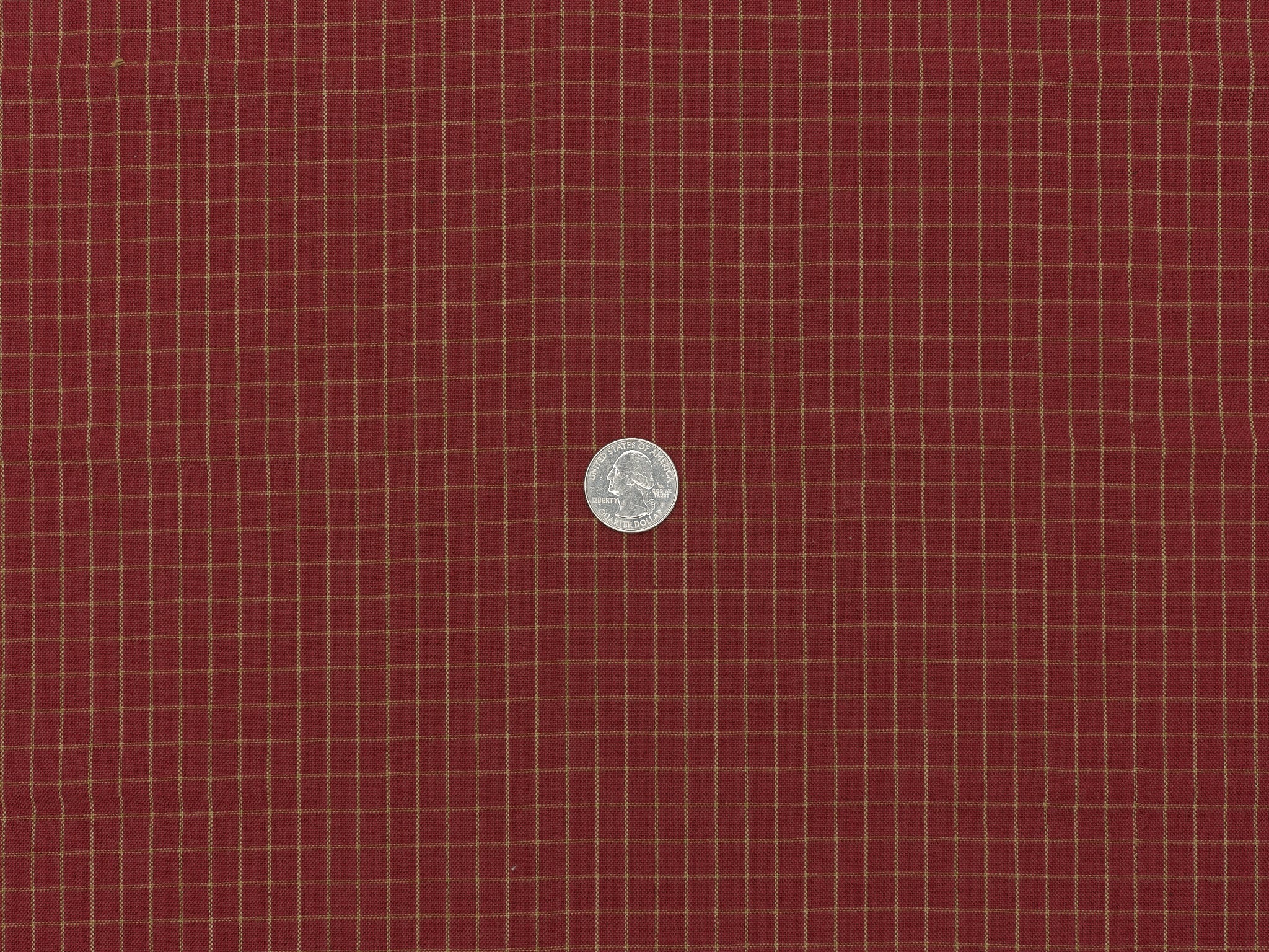 Red and Tea Dye Woven Small Window Pane Plaid Cotton Homespun Fabric ...