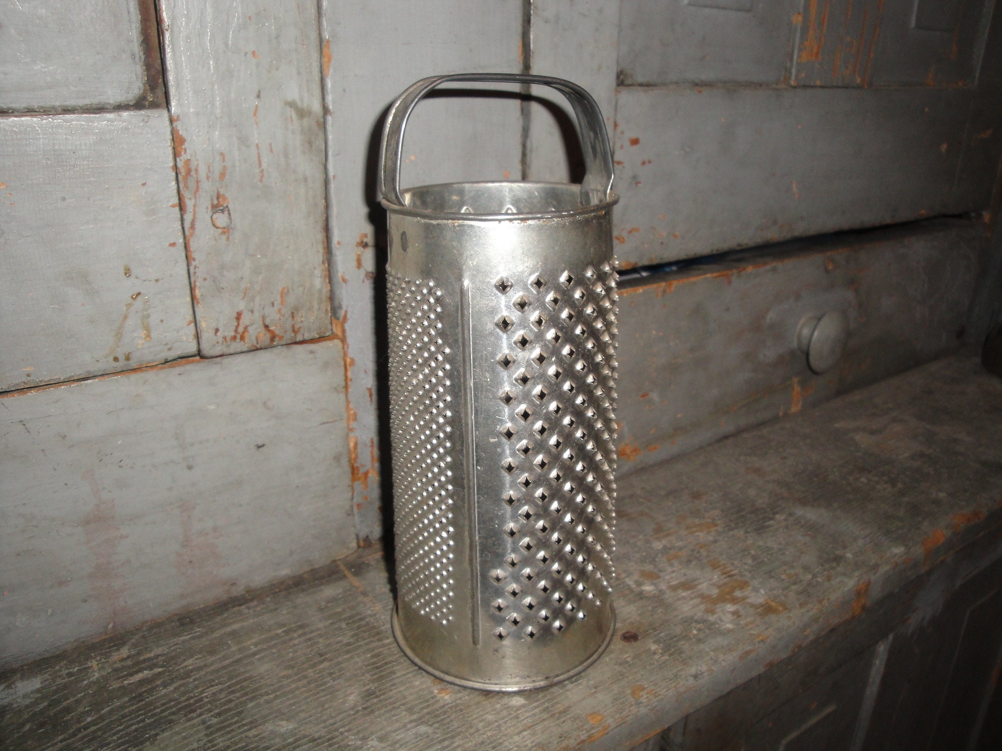 Vintage Round Tin Grater Old Cream City Tin Grater Antique 