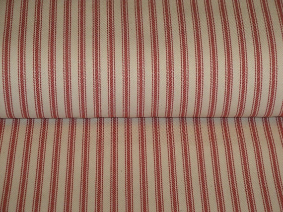 Roc Ion Red Twill Ticking Fabric Primitive Red Woven Striped Fabric Vintage  Inspired Cotton Ticking Home Decor Apparel Sewing Fabric 
