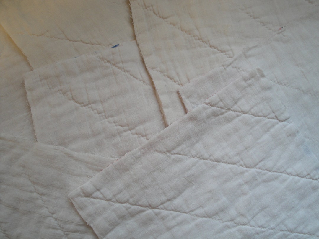 Old Vintage Antique Plain White Quilt Piece Primitive Cutter Quilt Square Quilt Piece to