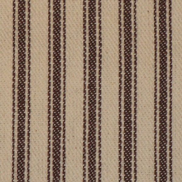 Stripe Material | Vintage Inspired Potting Soil Brown Cotton Ticking Stripe Material | Brown Cotton Twill Ticking Material | 59 x 44