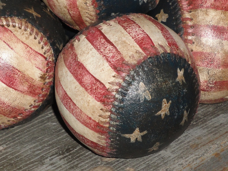 Patriotic Americana Baseball Stars And Stripes Baseball Etsy