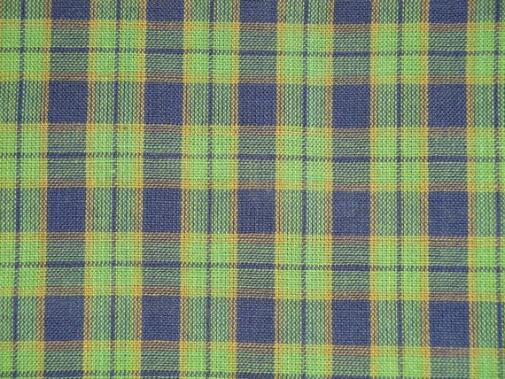 Plaid Material | Cotton Material |Homespun Material Cotton Navy And Green Plaid  Material | Sewing Material | Rag Quilt Material