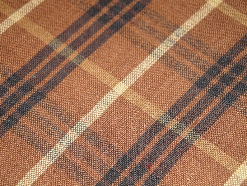 DARK Brown LARGE Plaid Fabric Primitive Cotton Fabric Etsy