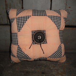 Primitive Old Antique Vintage Quilt Pillow | Shelf Sitter Cupboard Tuck Basket Filler | Rustic Cabin Country Farmhouse Fall Home Decor