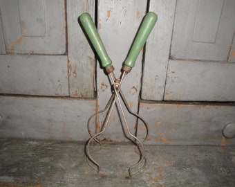 Old Antique Vintage Green Wood Handle Jar Lifter | Primitive Farmhouse Rustic Cabin Cottage Kitchen Decor Canning Tool