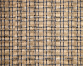 Tea Dye And Navy Double Pane Plaid Primitive Woven Cotton Homespun Quilt Garland Doll Making Rustic Cabin Home Decor Apparel Sewing Fabric