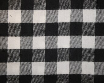 Black And White Twill Flannel One Inch Buffalo Check Fabric | 100% Cotton Flannel Quilt Apparel Sewing Fabric