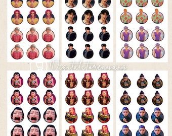 Kpop demonenjager afdrukbare cupcaketoppers, saja boys, anime verjaardagsfeestje decoraties, instant digitale download