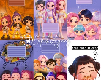 Kpop Demon Hunter-boekomslag, anime-journaalomslagset, digitale download