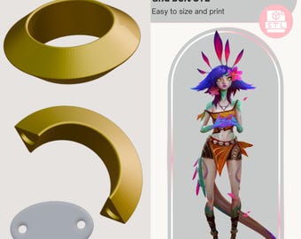 Archivo STL para cosplay de Neeko, skin base, tobillo y cinturón de League of Legends.