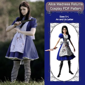 Alice Madness Returns Alice Dress and Apron Cosplay Pattern PDF.