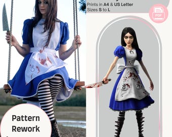 Alice Madness Returns Alice Dress and Apron Cosplay Pattern PDF.