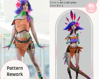 Patrón PDF para cosplay de la skin base de Neeko de League of Legends.