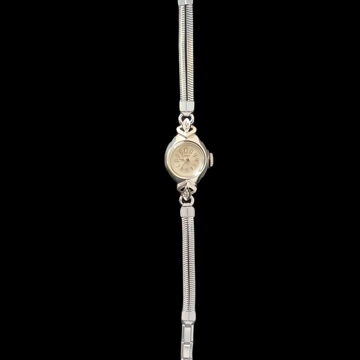 Ladies Vintage Diamond Timex Rhodium Plated Manual Wind Cocktail Watch Timex Diamond Accent Wristwatches for sale - eBay main image 3