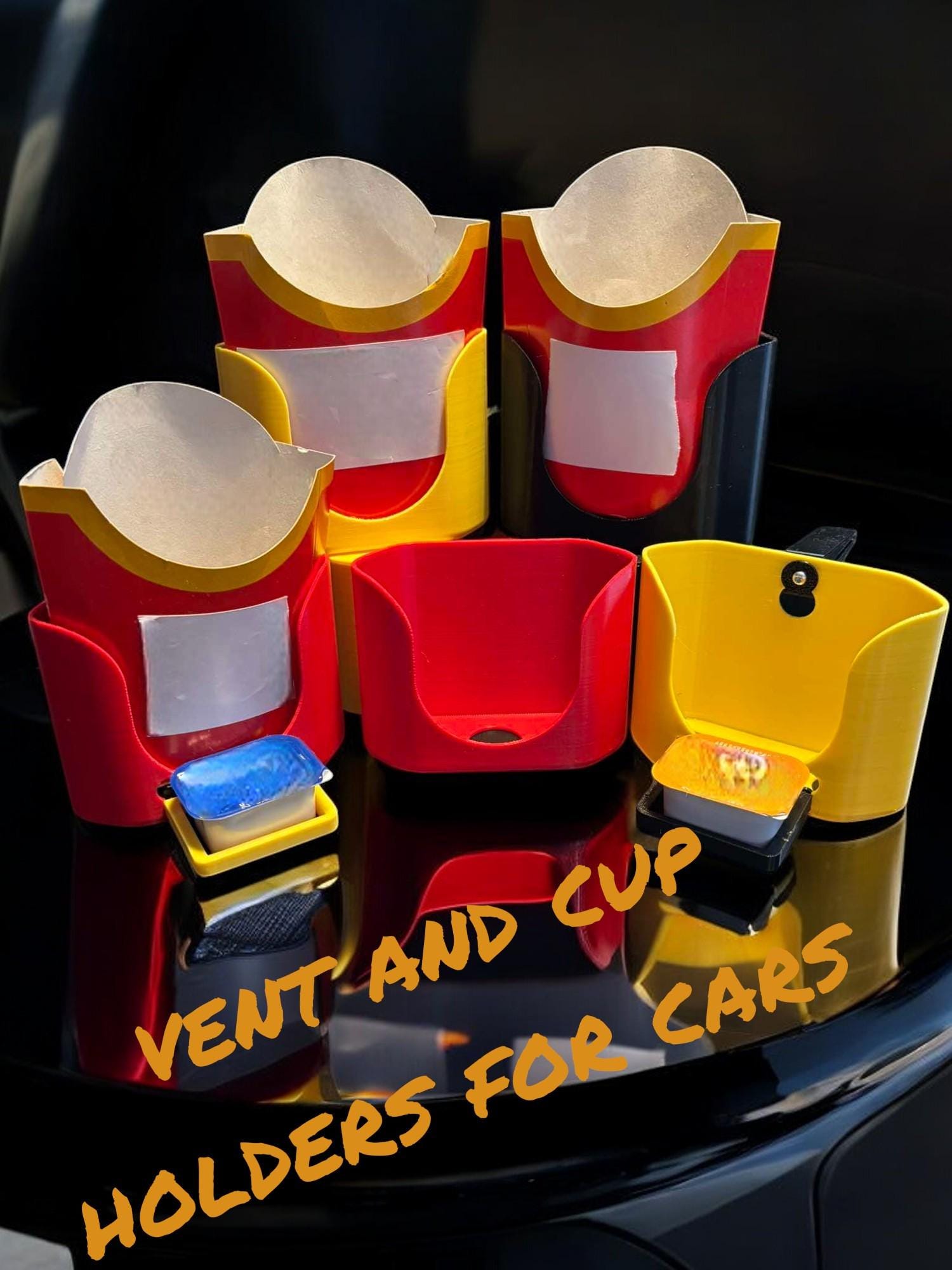 SBSG French Fry Holder And Sauce Holder Set, White Elephant Gift Idea