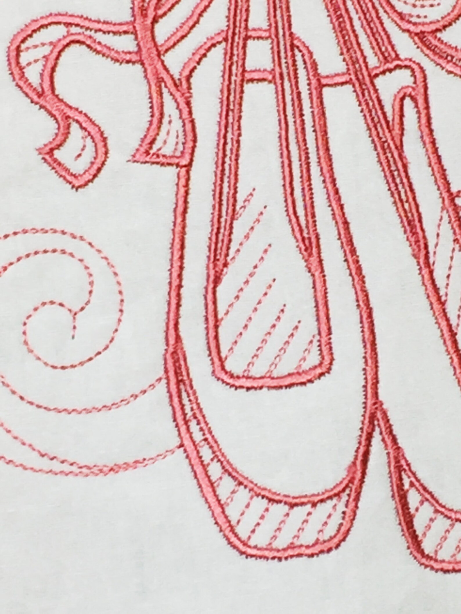 ballet shoes - machine embroidered quilt block - patchwork block - kona cotton - not digital download
