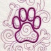 Dog Track - Machine Embroidered Quilt Block - Dark Brown thread